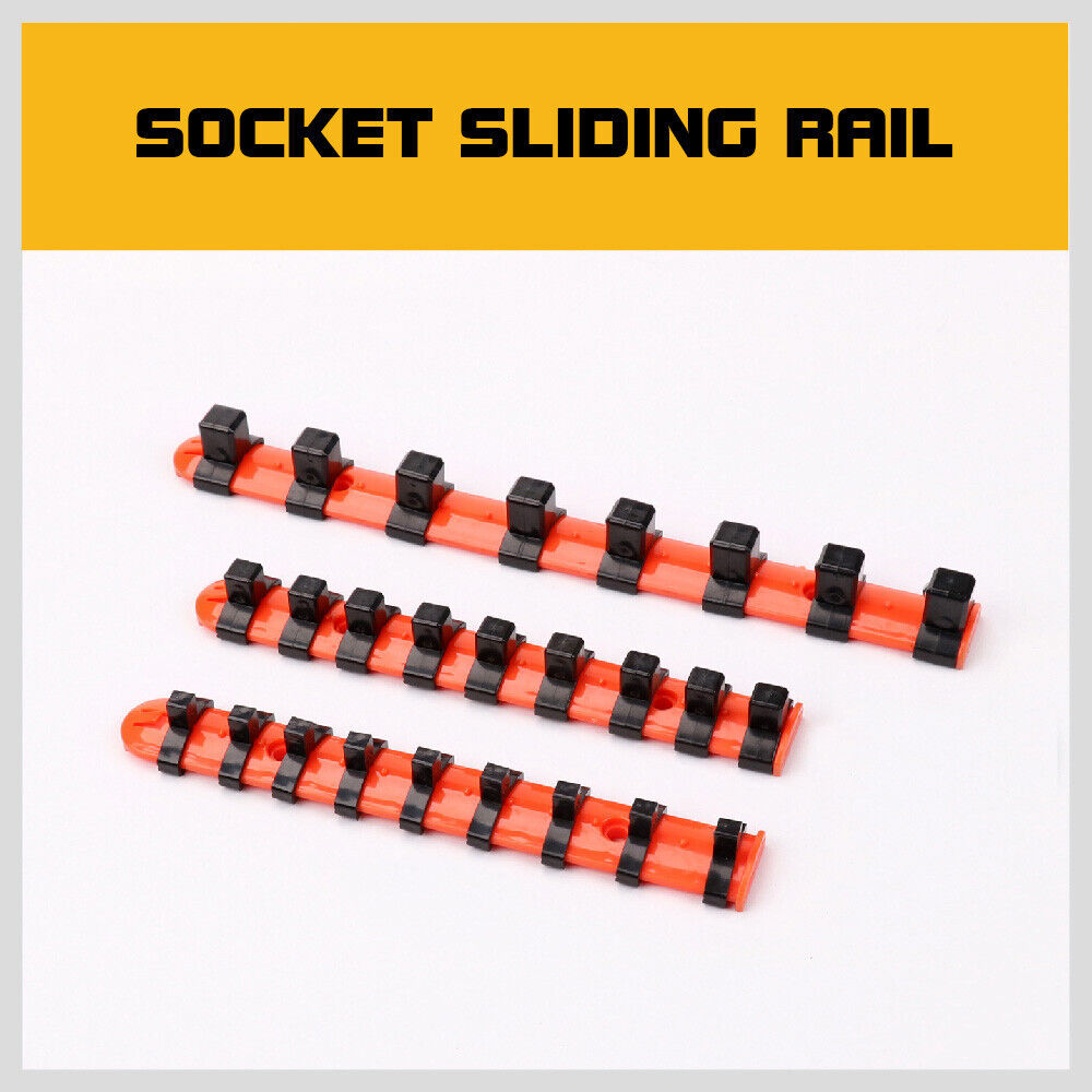 3Pc Mixed Socket Holder Set Storage Rails 1/2" 3/8" 1/4" Drive Grip Organiser - TOGA Multiverse