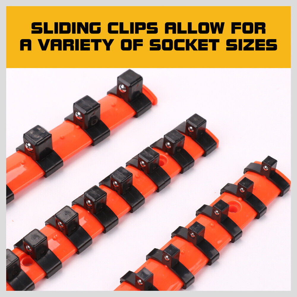 3Pc Mixed Socket Holder Set Storage Rails 1/2" 3/8" 1/4" Drive Grip Organiser - TOGA Multiverse