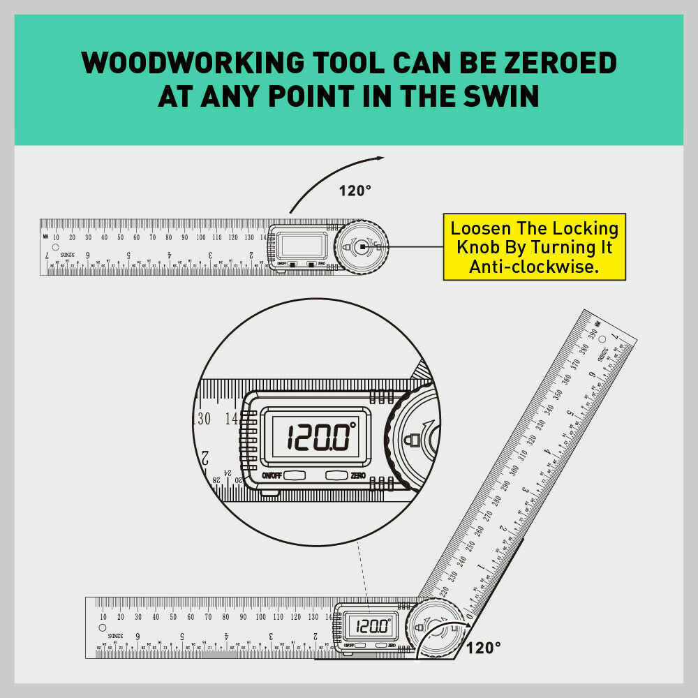 200mm Digital Angle Finder Ruler Protractor Measure Meter Stainless Steel 0-360° - TOGA Multiverse