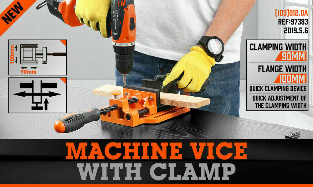 90mm Drill Press Bench Vice Quick Release Clamp Jaw Soft Grip Hand Pads Woodwork - TOGA Multiverse
