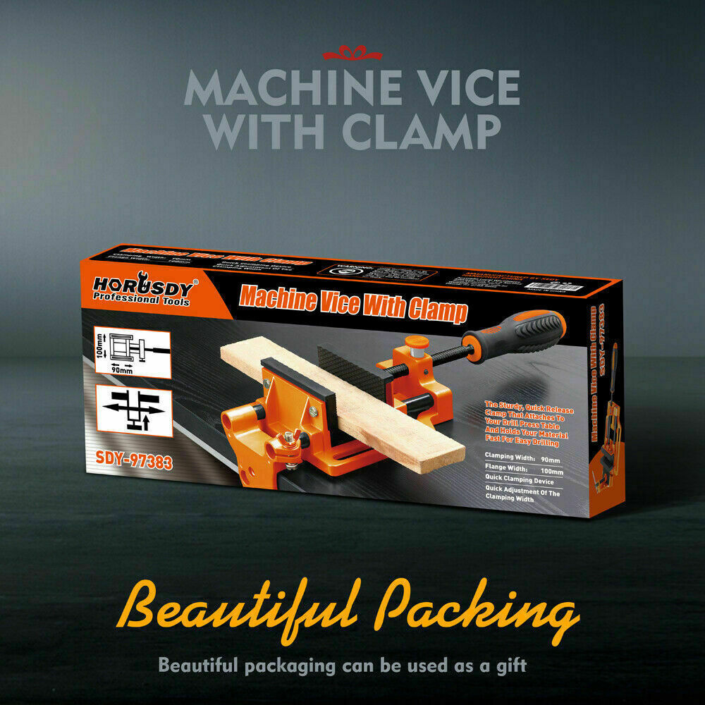 90mm Drill Press Bench Vice Quick Release Clamp Jaw Soft Grip Hand Pads Woodwork - TOGA Multiverse