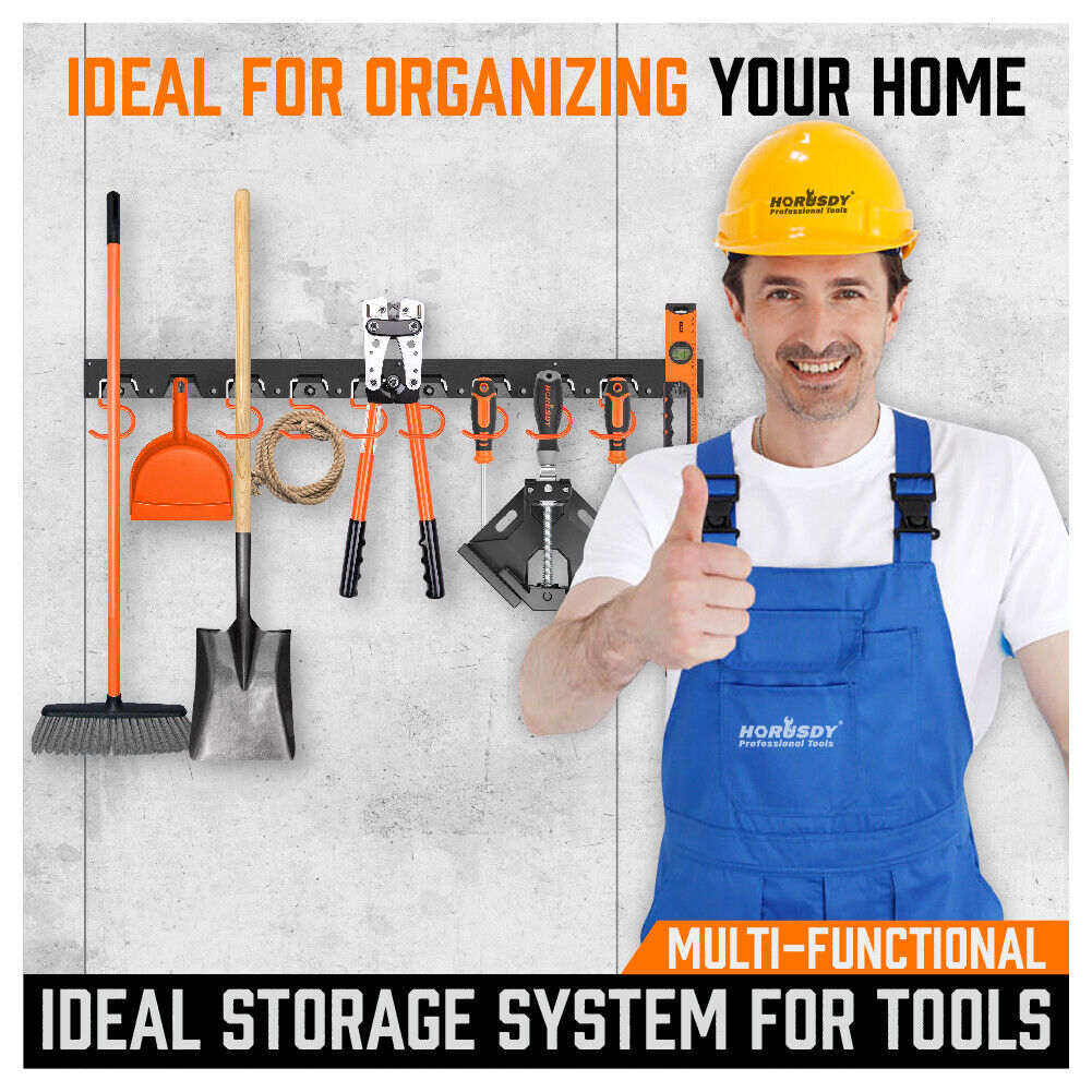 64" Wall Mount Tool Hanger Garden Storage Organizer Mop Broom Holder Hook Pegs - TOGA Multiverse