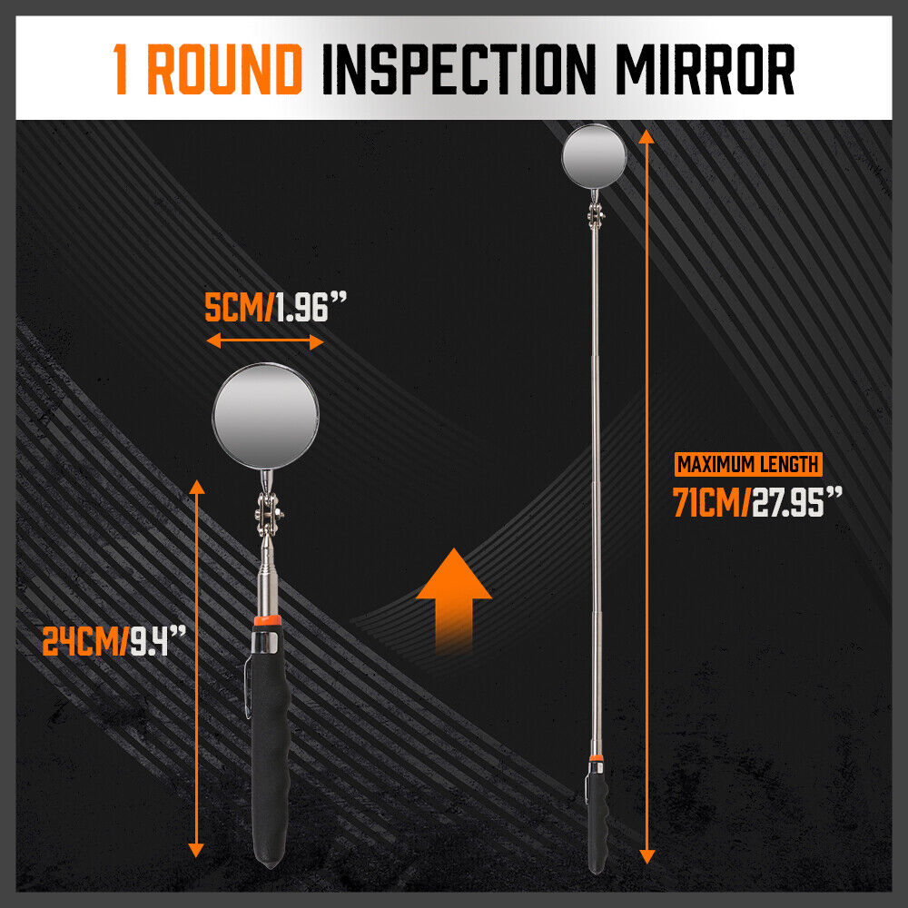 3Pc Magnetic Pick Up Tool & Swivel Inspection Mirror Telescoping Rod Heavy Duty - TOGA Multiverse