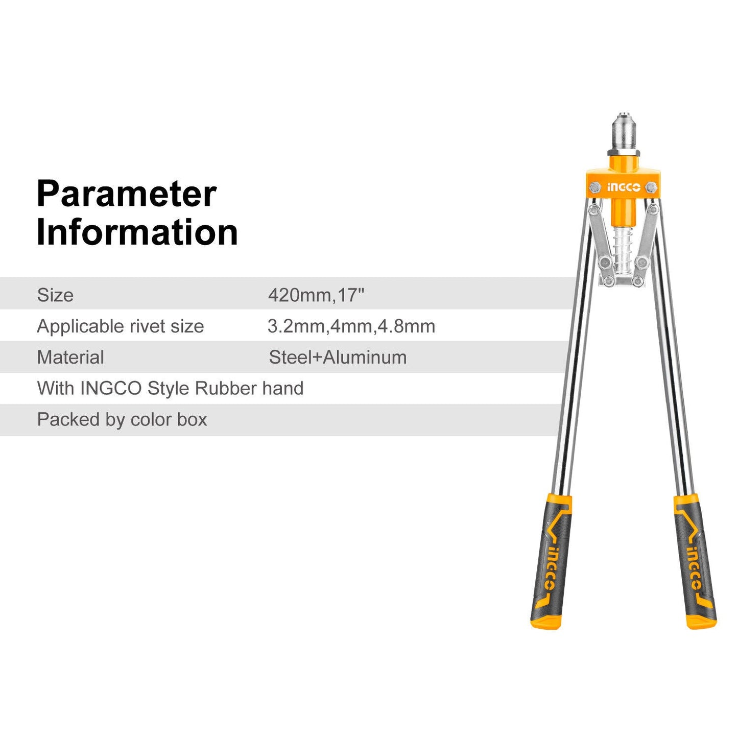 INGCO 17" Hand Riverter Long Arm Pop Rivert Heavy Duty For 3.2mm 4mm & 4.8mm - TOGA Multiverse