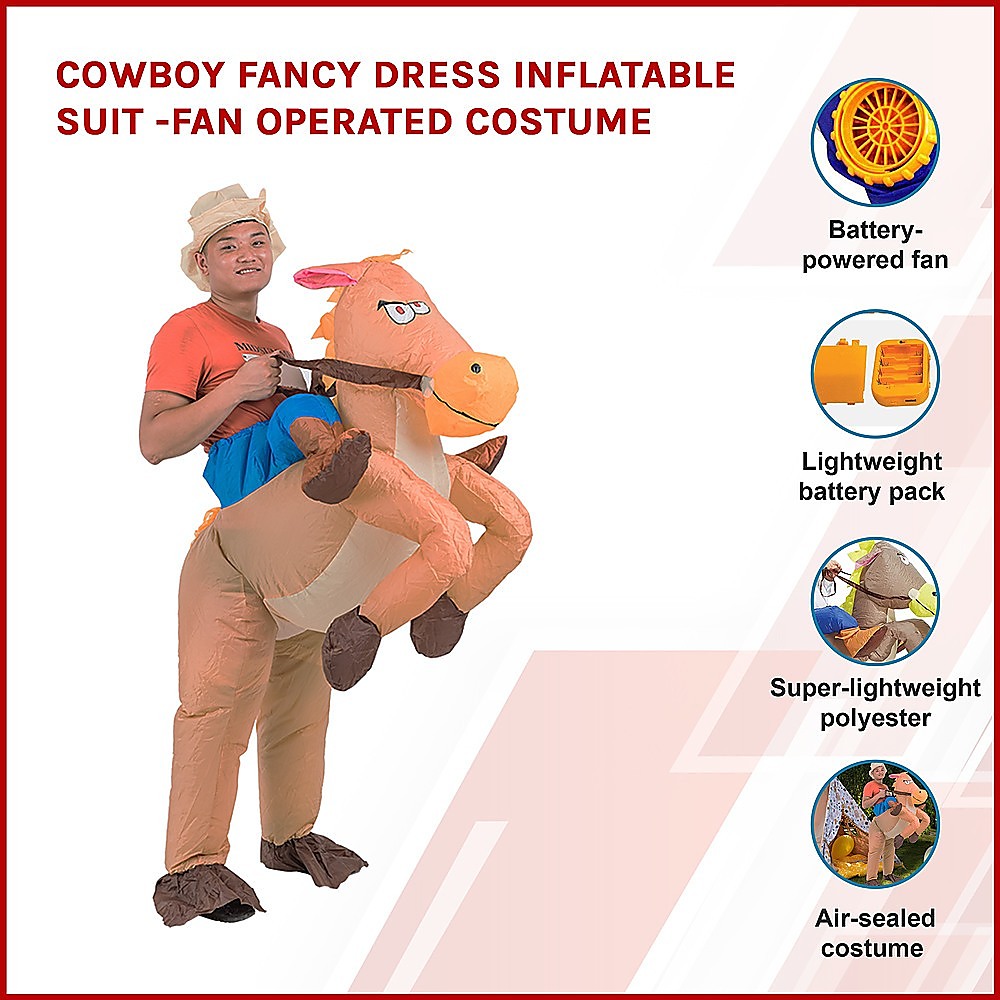 COWBOY Fancy Dress Inflatable Suit -Fan Operated Costume - TOGA Multiverse