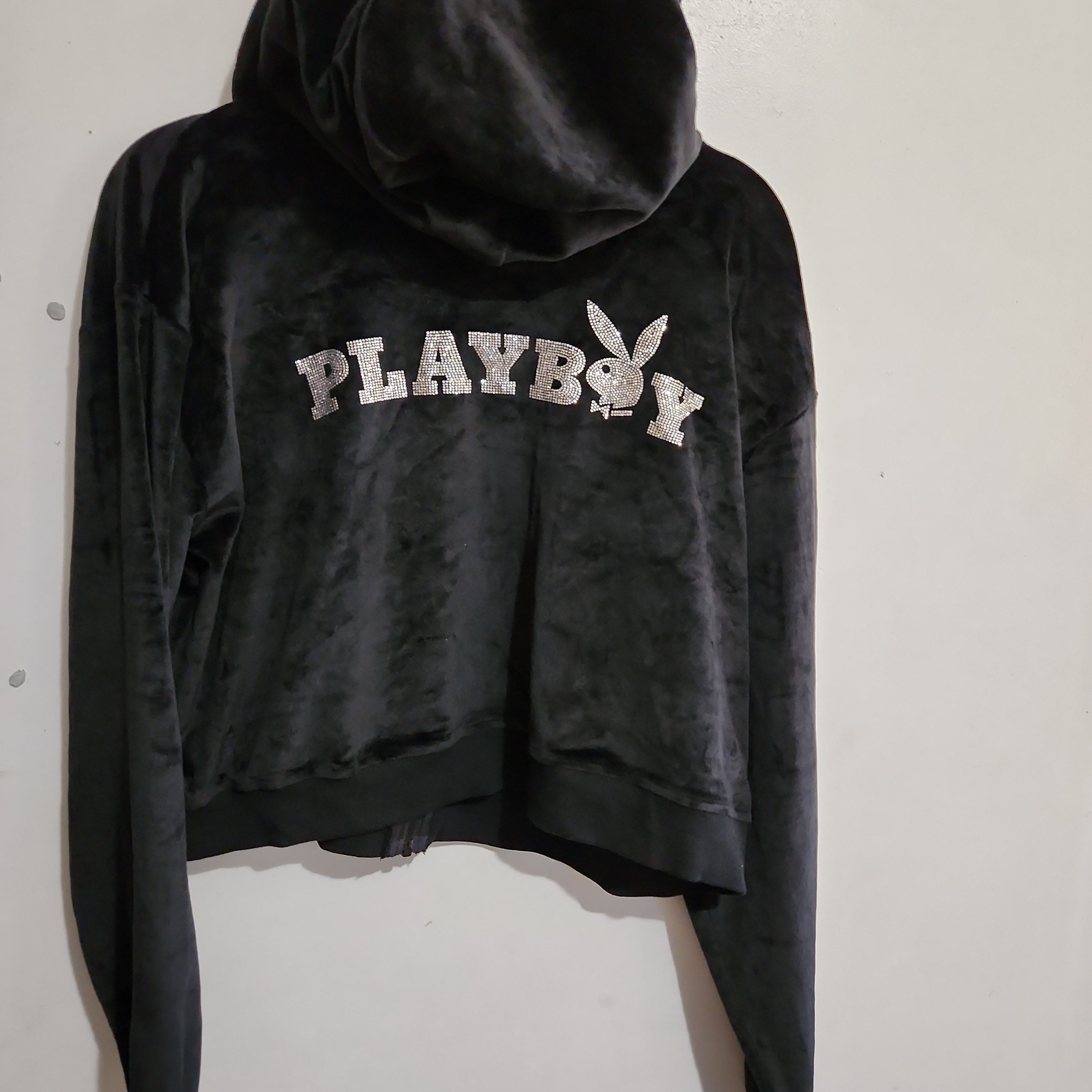 Black velour playboy diamante US 14 (18-20) hoodie - TOGA Multiverse