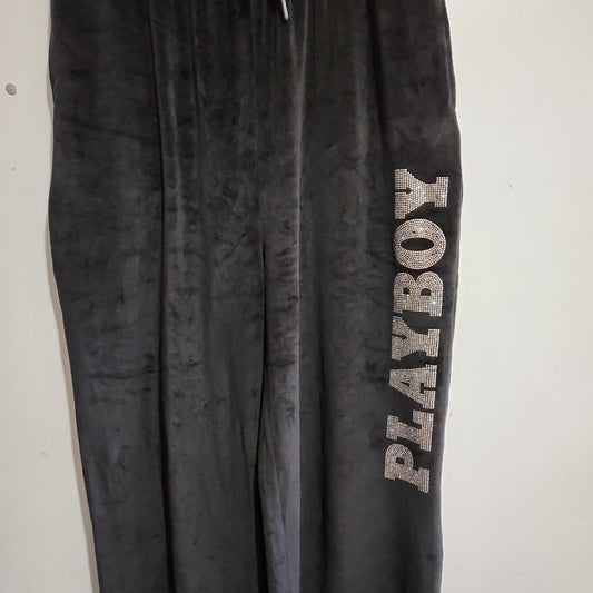 Black velour playboy diamante US 14 (18-20) track pants - TOGA Multiverse