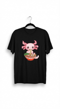 Black T-shirt Axolotl eating Raman size XXL