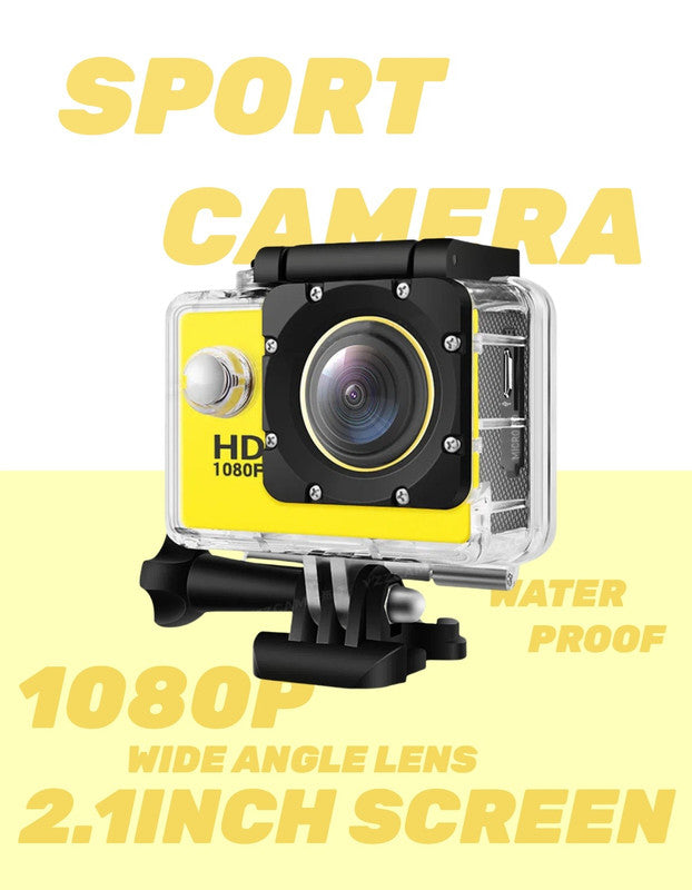 Action Camera 4K HD 16MP WiFi Waterproof 30M Sports Camera With 140° Wide Angle YELLOW COLOUR