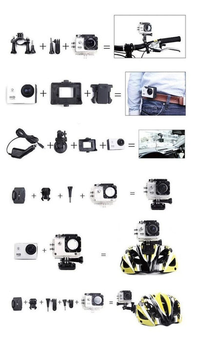 Action Camera 4K HD 16MP WiFi Waterproof 30M Sports Camera With 140° Wide Angle YELLOW COLOUR