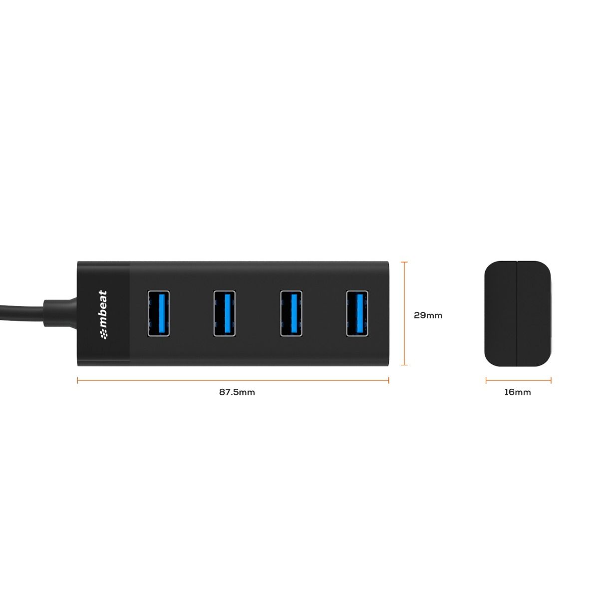 mbeat 4-Port USB 3.0 Hub - Black - TOGA Multiverse
