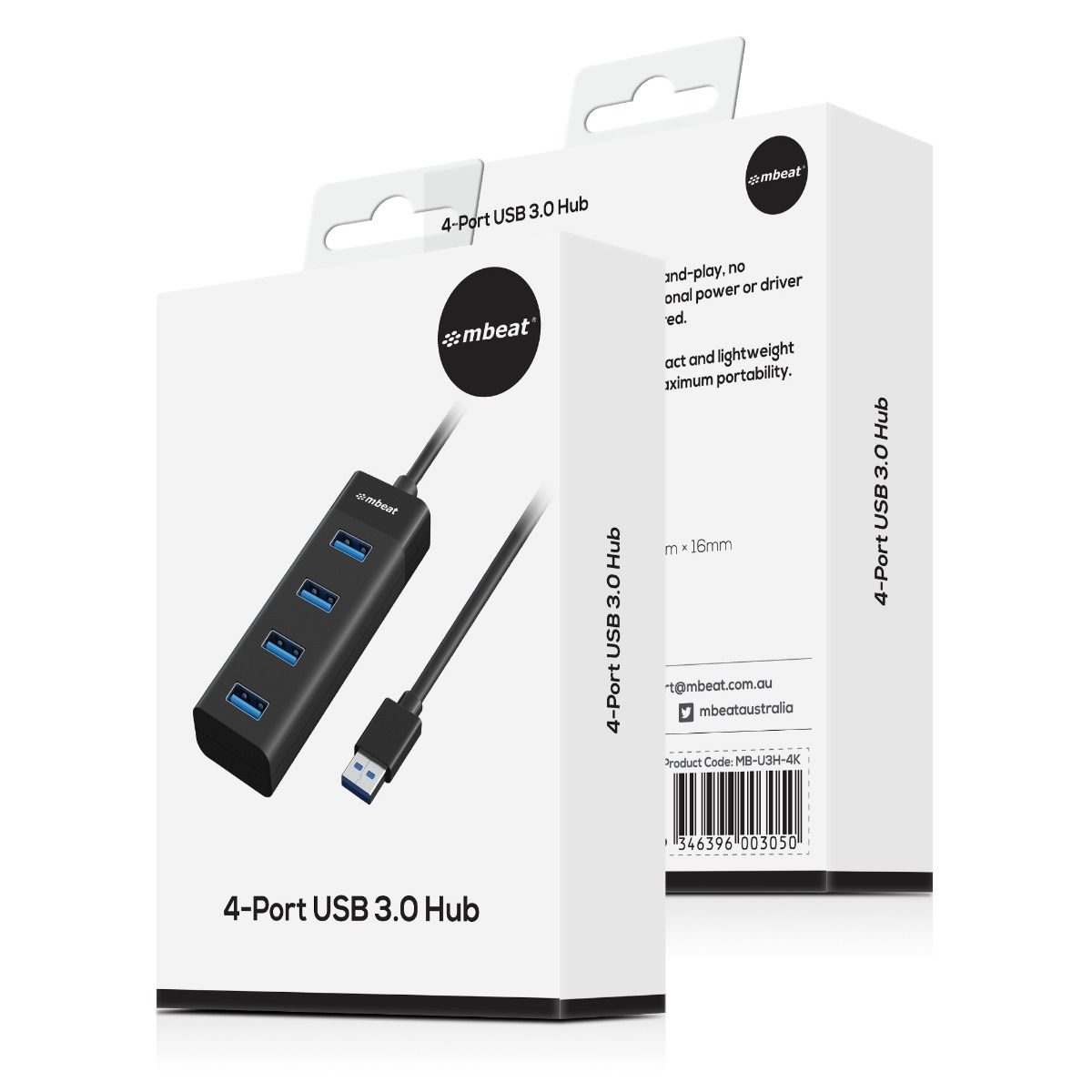 mbeat 4-Port USB 3.0 Hub - Black - TOGA Multiverse