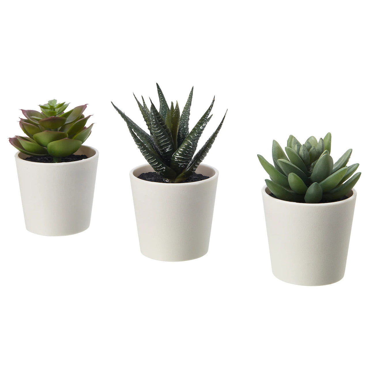 3 Pack of Artificial Succulent Potted Plants in White Plastic 6cm Pot Interior Decoration - TOGA Multiverse