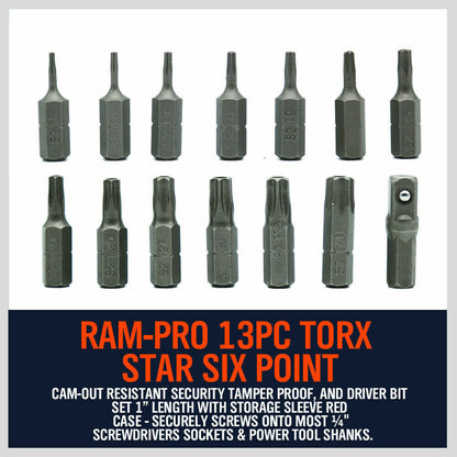 14Pc Torx Key Bit Set Tamper Proof Star Wrench Bits T5-T40 Socket Adapter S2 New - TOGA Multiverse