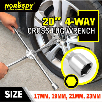 20” Wheel Brace Spanner 4-way Cross Wrench Car Tyre Nut 17 19 21 23mm Socket - TOGA Multiverse