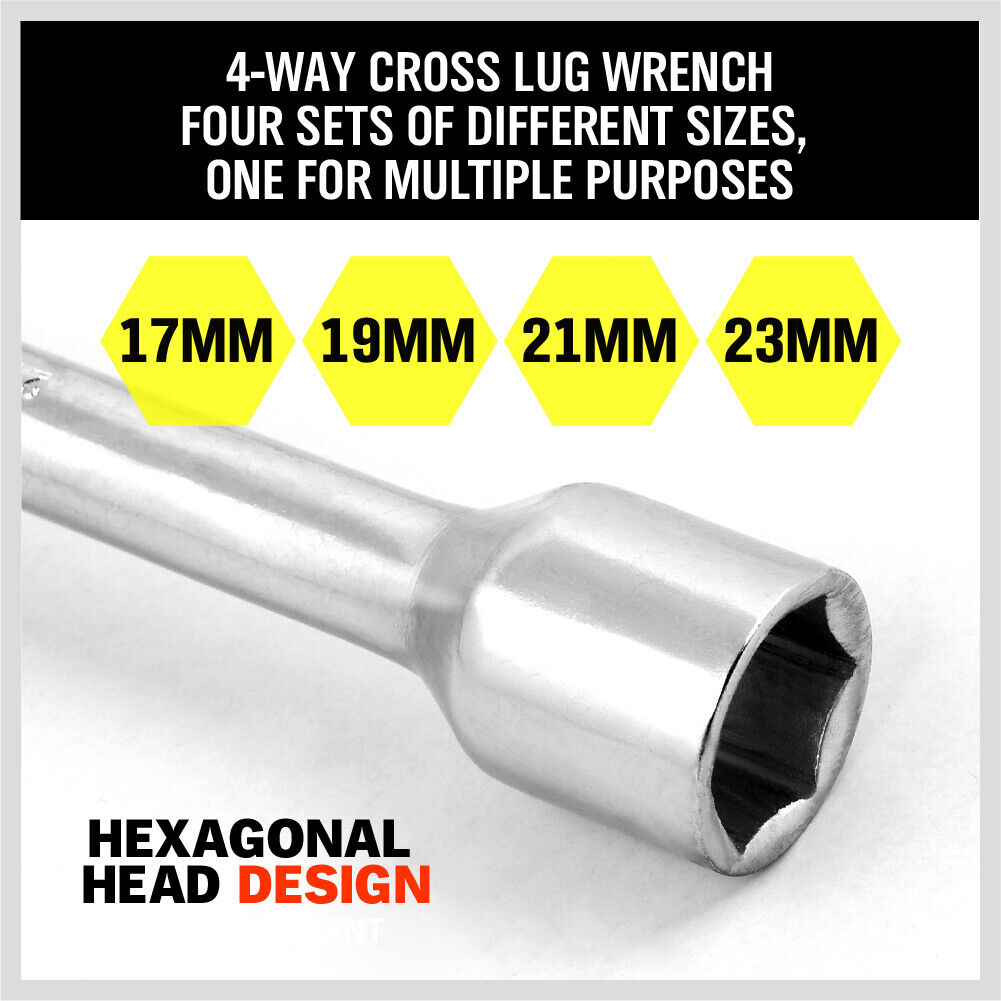 20” Wheel Brace Spanner 4-way Cross Wrench Car Tyre Nut 17 19 21 23mm Socket - TOGA Multiverse