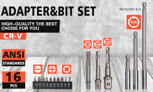 16Pc Socket Bit Adaptor Set Power Drill Nut Driver Extension Screwdriver Bits - TOGA Multiverse