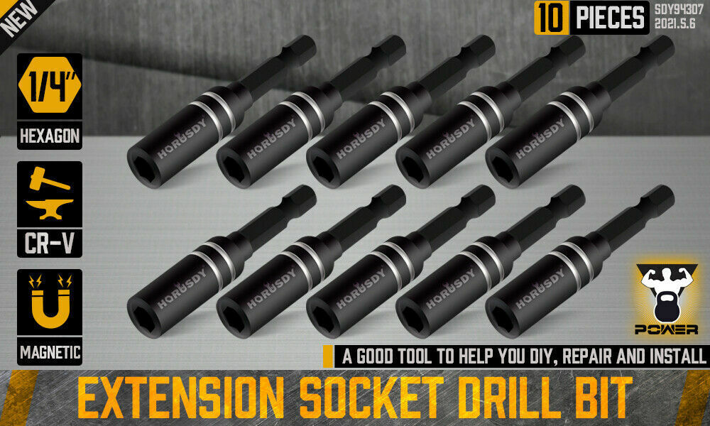 10Pc Magnetic Extension Socket Drill Bit Holder 1/4" Hex Screwdriver Nut Driver - TOGA Multiverse