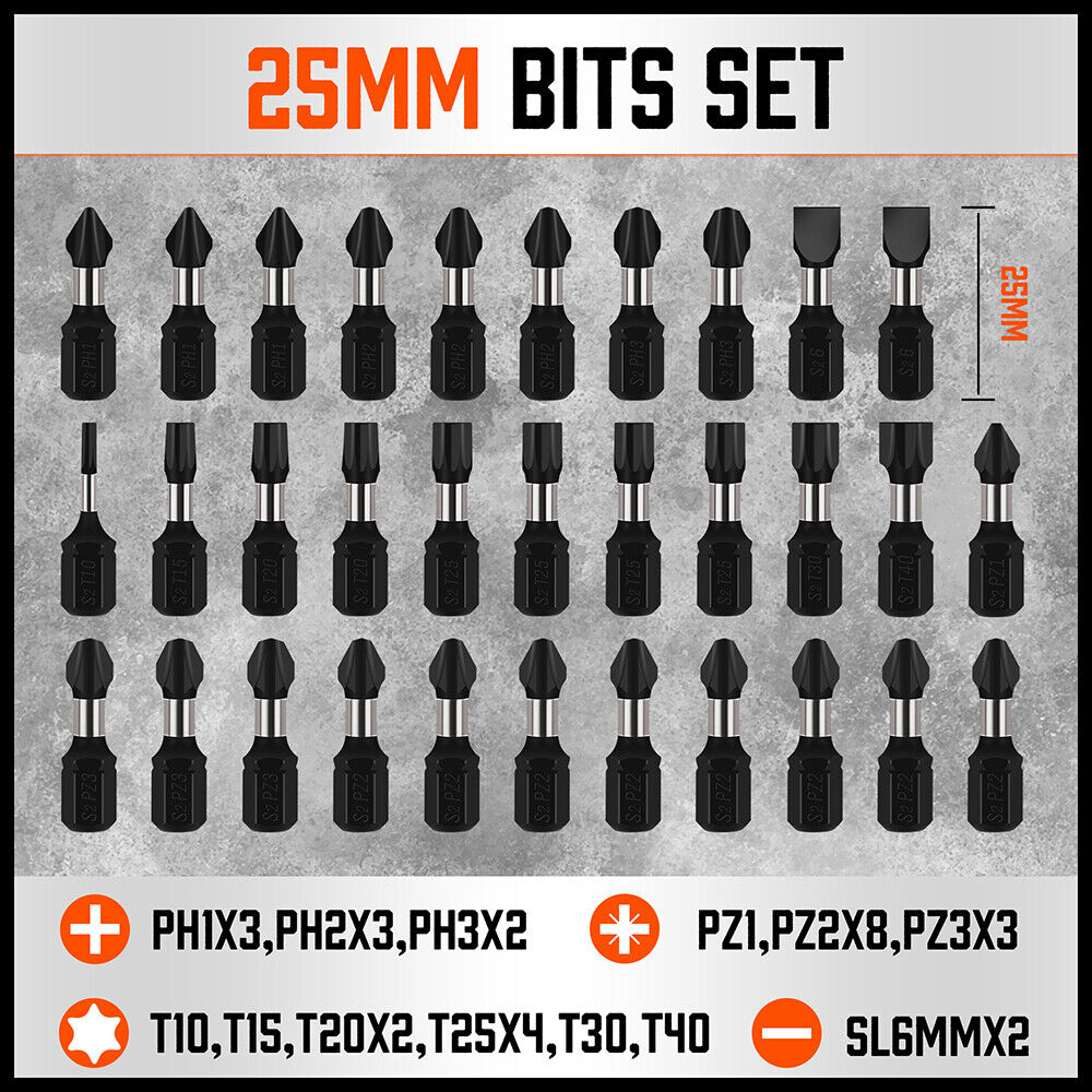 42Pc Impact Screwdriver Bit Set Magnetic Drill Holder Socket Drilling Adapter - TOGA Multiverse