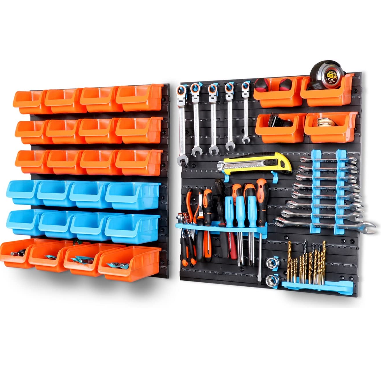 43Pc Bins Wall Mounted Parts Storage Rack Tools Holder Organiser 2 Peg Borads - TOGA Multiverse