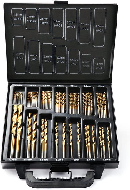 99Pc Drills Set HSS Titanium Coated Wood Plastic Metal Metric 1.5-10mm With Case - TOGA Multiverse