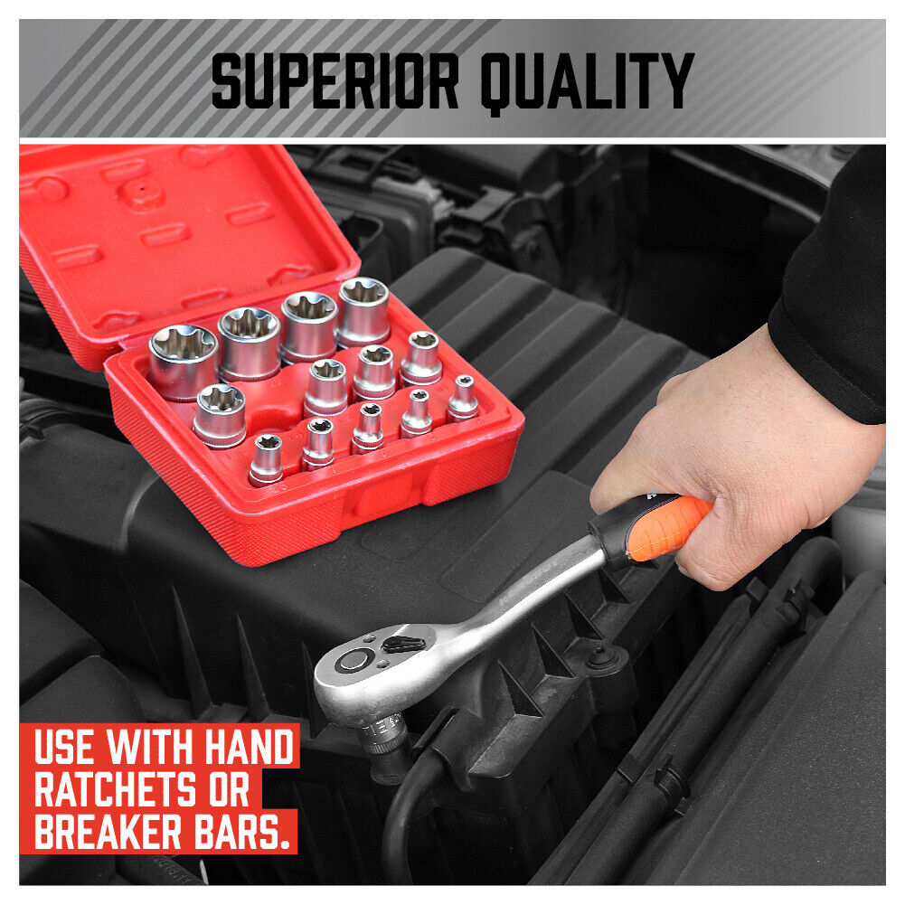 14Pc E Torx Socket Set Female Start Bit External Hex Torque E4-E24 With Case - TOGA Multiverse