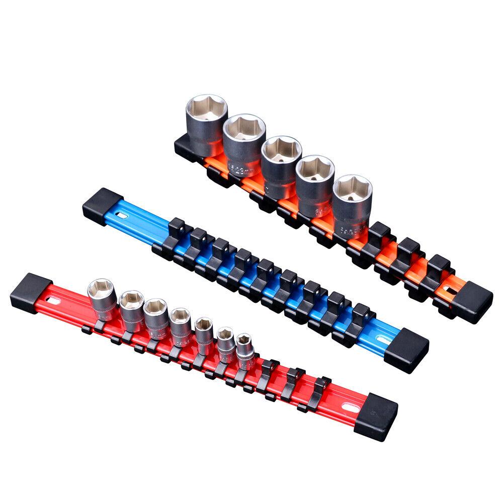 3Pc Double-Side Sockets Holder Tool Organizer Rails WorkShop Rack 1/4" 3/8" 1/2" - TOGA Multiverse