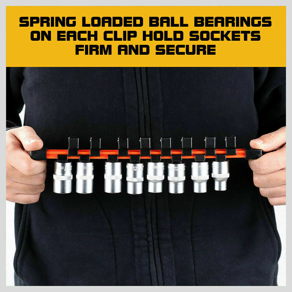 3Pc Double-Side Sockets Holder Tool Organizer Rails WorkShop Rack 1/4" 3/8" 1/2" - TOGA Multiverse