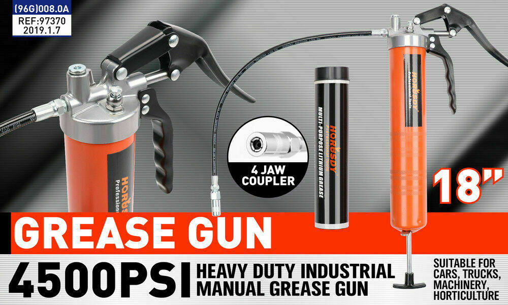 18'' Manual Pistol Grip Grease Gun Flow Pressure 4500PSI Flexi Hose & Coupler - TOGA Multiverse
