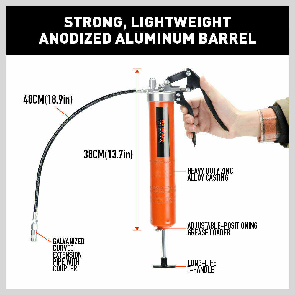 18'' Manual Pistol Grip Grease Gun Flow Pressure 4500PSI Flexi Hose & Coupler - TOGA Multiverse