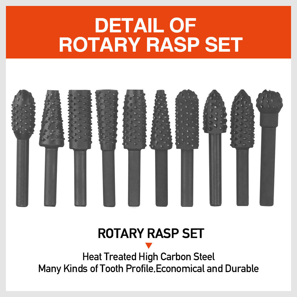 10Pc Rotary Bits Set Router Drill Bit Burr Wood Rasp File Drill Bits Wood Timber - TOGA Multiverse