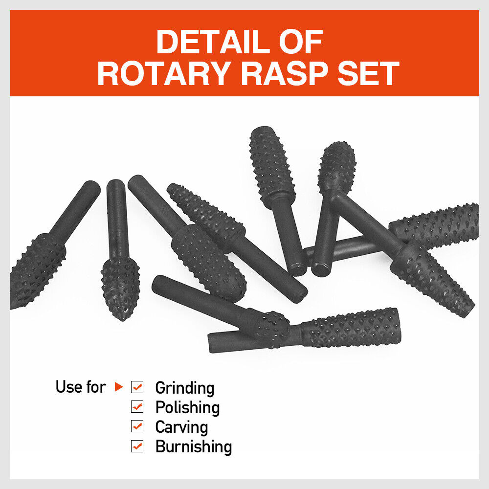 10Pc Rotary Bits Set Router Drill Bit Burr Wood Rasp File Drill Bits Wood Timber - TOGA Multiverse