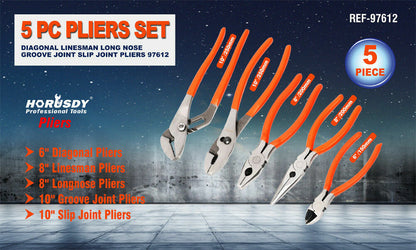 5Pc Pliers Set Diagonal Linesman Long Nose Groove Joint Slip Joint Pliers - TOGA Multiverse