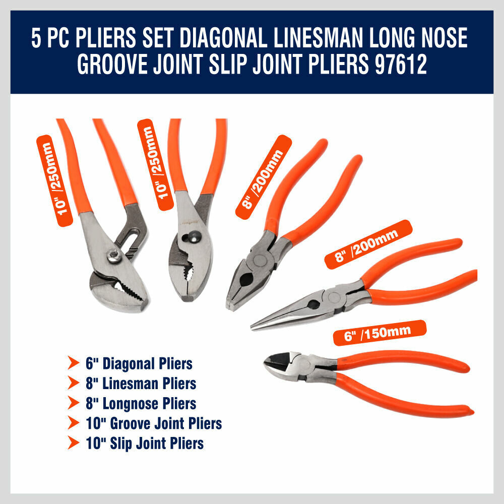 5Pc Pliers Set Diagonal Linesman Long Nose Groove Joint Slip Joint Pliers - TOGA Multiverse