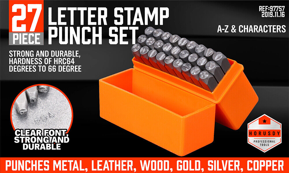 27Pc 6mm Capital Letter Stamp Punches Set Metal Plastic Wood Leather With Case - TOGA Multiverse