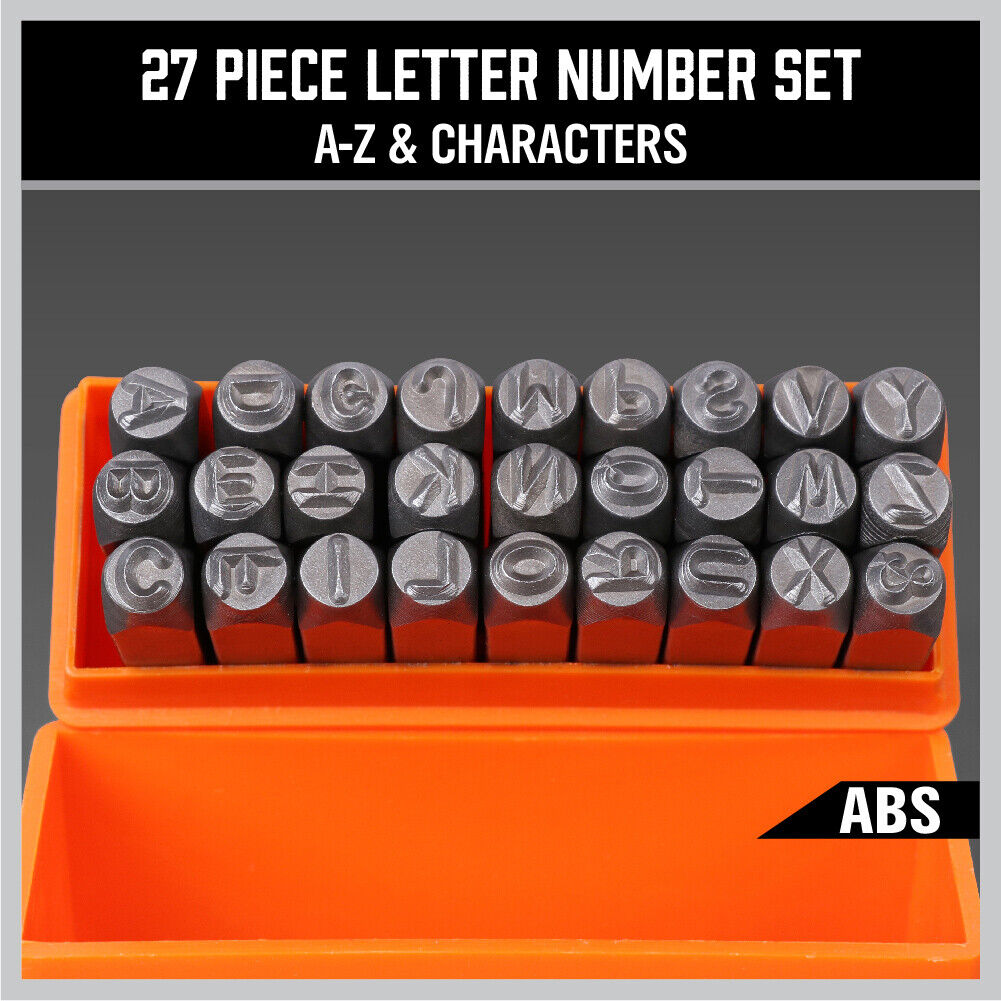 27Pc 6mm Capital Letter Stamp Punches Set Metal Plastic Wood Leather With Case - TOGA Multiverse