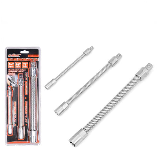 3PC Flexible Socket Extension Bars Shaft Set 1/2" 1/4" 3/8" Drive 10" 8" 6" Long - TOGA Multiverse