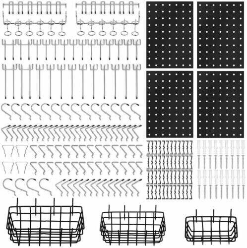 127Pc Pegboard Hooks Set Storage Baskets Organizer Hanger Inc. 4 Small Peg Board - TOGA Multiverse