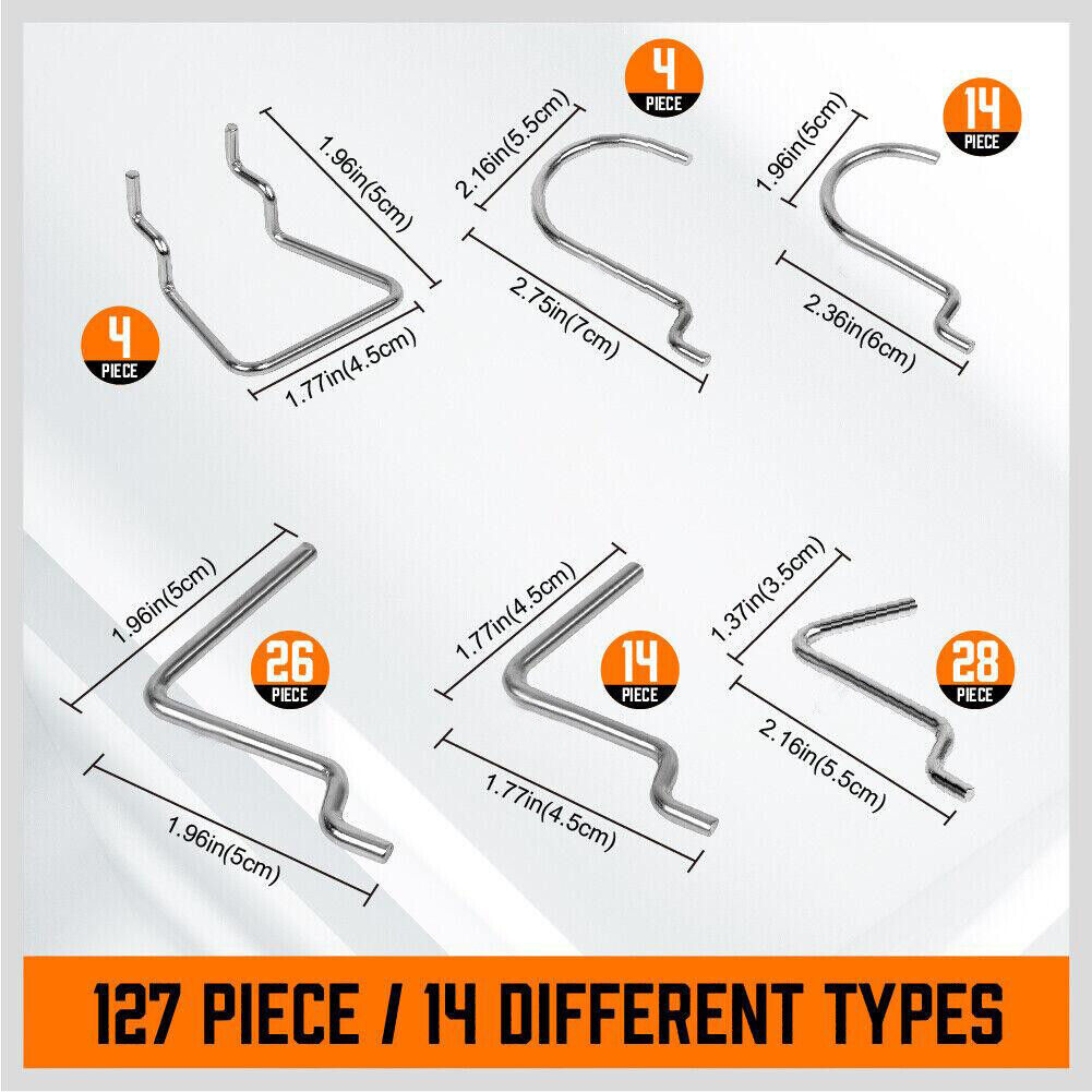 127Pc Pegboard Hooks Set Storage Baskets Organizer Hanger Inc. 4 Small Peg Board - TOGA Multiverse