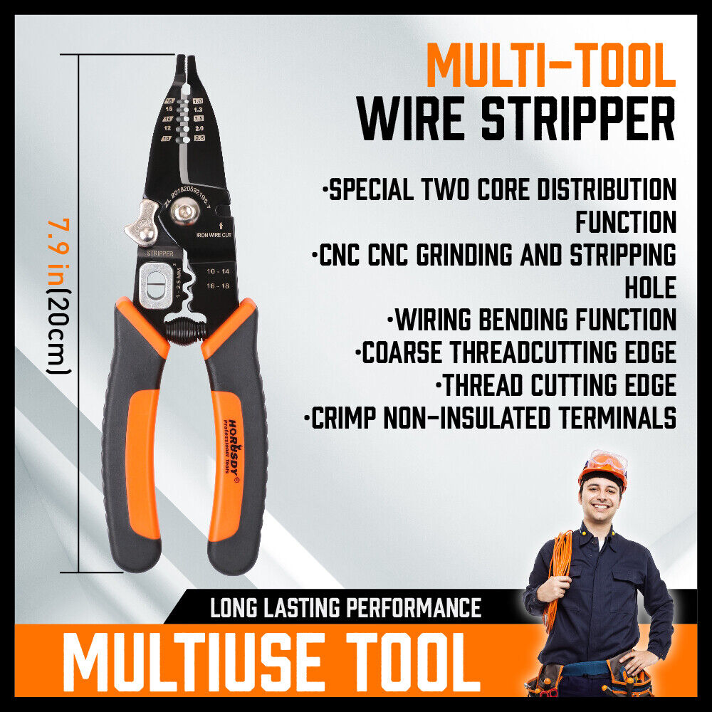 8" Wire Stripping Tool Wire Cutter Hand Crimping Pliers Strip Cutter Insulated - TOGA Multiverse