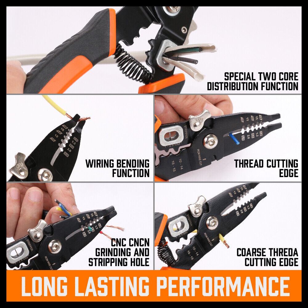 8" Wire Stripping Tool Wire Cutter Hand Crimping Pliers Strip Cutter Insulated - TOGA Multiverse