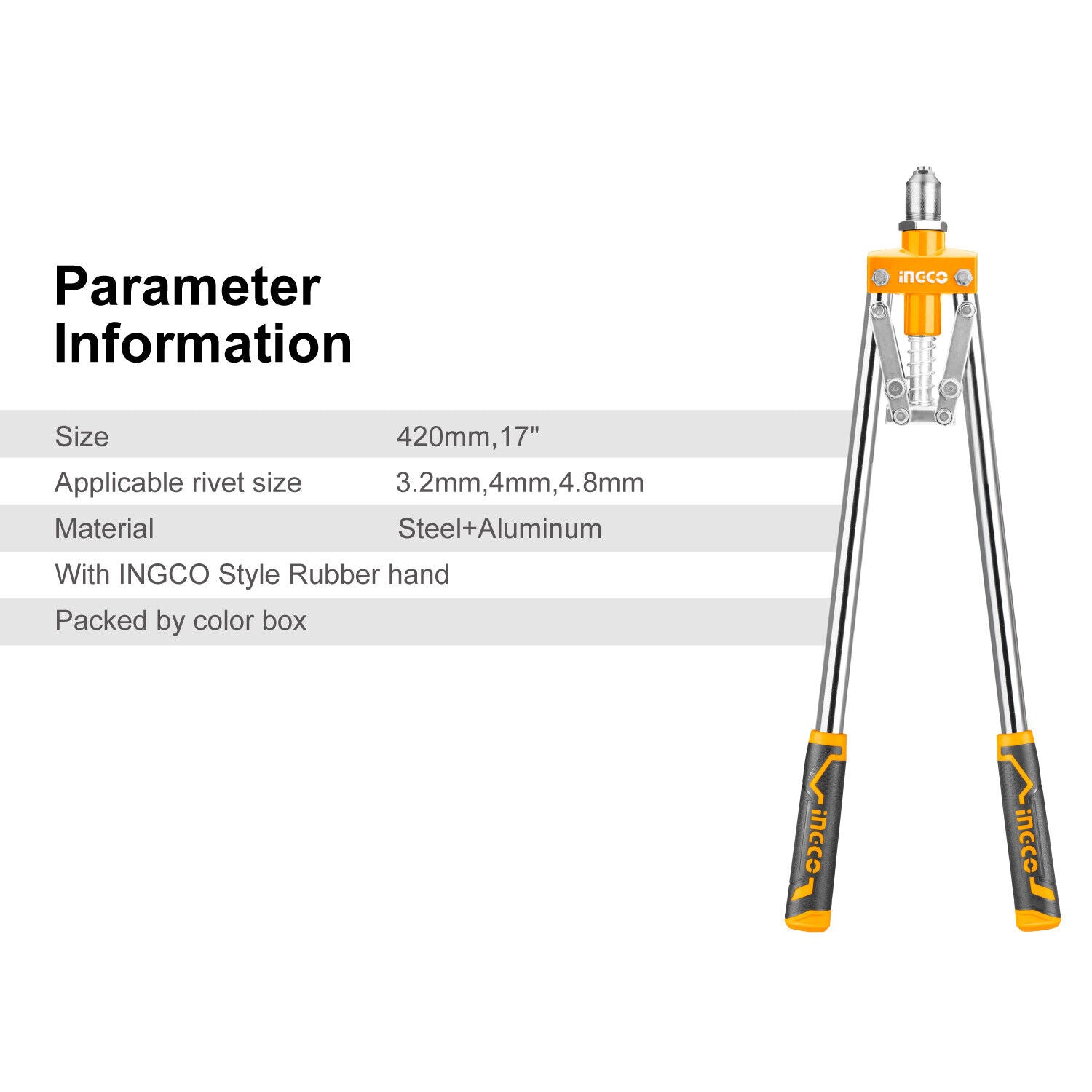 INGCO 17" Hand Riverter Long Arm Pop Rivert Heavy Duty For 3.2mm 4mm & 4.8mm - TOGA Multiverse