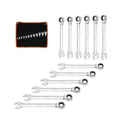12Pc Ratchet Spanner Set Metric Open & Ring Wrenches 8-19mm CR-V + Rolling Bag - TOGA Multiverse