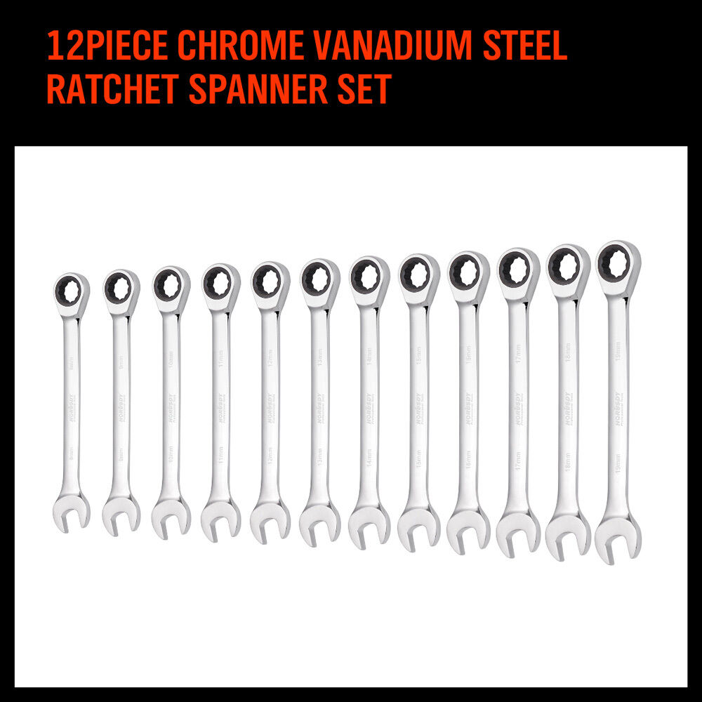 12Pc Ratchet Spanner Set Metric Open & Ring Wrenches 8-19mm CR-V + Rolling Bag - TOGA Multiverse
