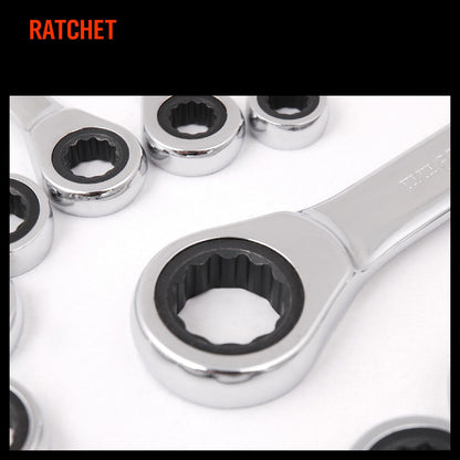 12Pc Ratchet Spanner Set Metric Open & Ring Wrenches 8-19mm CR-V + Rolling Bag - TOGA Multiverse