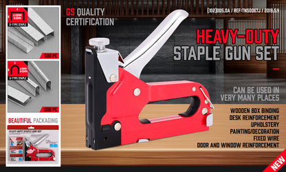 Heavy Duty Staple Gun Set 2in1 Stapler 1500Pc Staples Tacker Hand Fastener Tool - TOGA Multiverse