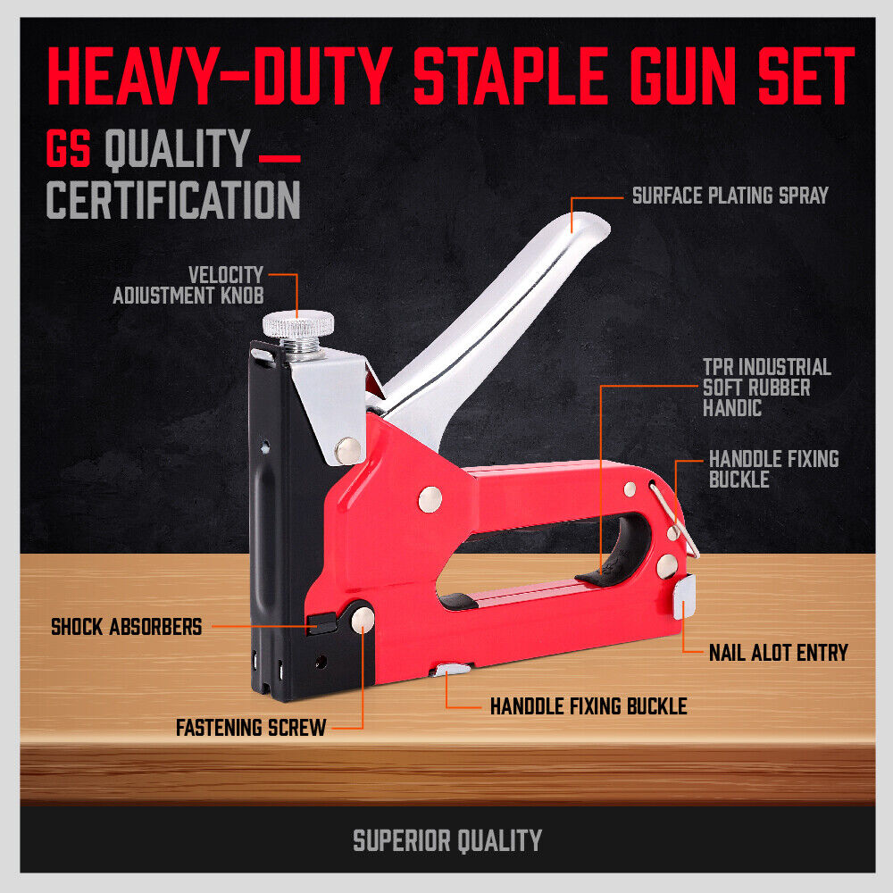 Heavy Duty Staple Gun Set 2in1 Stapler 1500Pc Staples Tacker Hand Fastener Tool - TOGA Multiverse