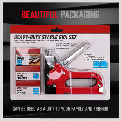 Heavy Duty Staple Gun Set 2in1 Stapler 1500Pc Staples Tacker Hand Fastener Tool - TOGA Multiverse